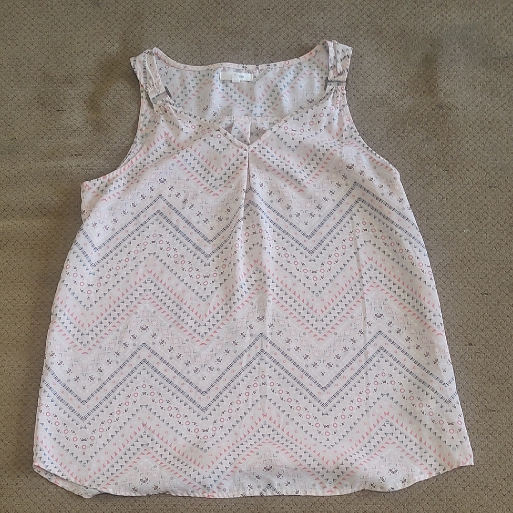 Maurices Geometric Print Top with Pink and Blue Accents